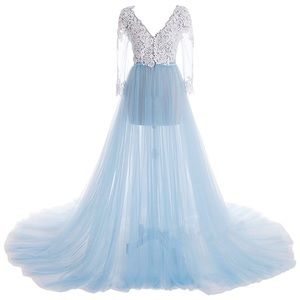 Maternity chiffon maxi split dress